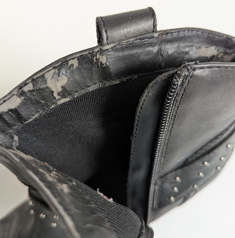 Rare Harley Davidson Black Leather Square Toe Riding Heeled Ankle Boots sz 8½ - Picture 7 of 10